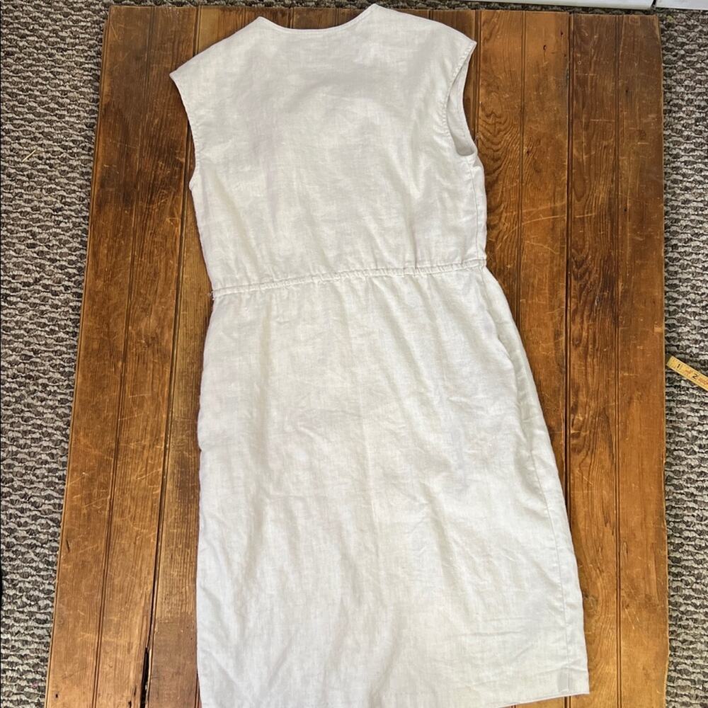 J. McLaughlin linen dress casual midi tan v neck sleeveless wrap top size medium - Picture 8 of 8